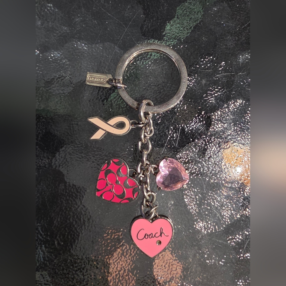 Coach Breast Cancer Awareness Multi Mix Enamel Pave Crystal Keychain